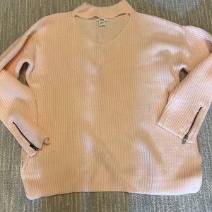 Light Pink sweater with Cut out Detail and zip sleeves
